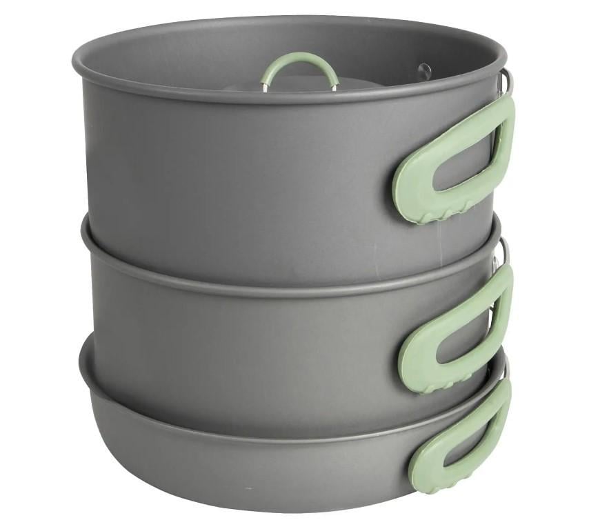 Набір посуду Bo-Camp Explorer XL 4 Pieces Hard Anodized Grey / Green. - фото 5 Набір посуду Bo-Camp Explorer XL 4 Pieces Hard Anodized Grey / Green. - фото 5