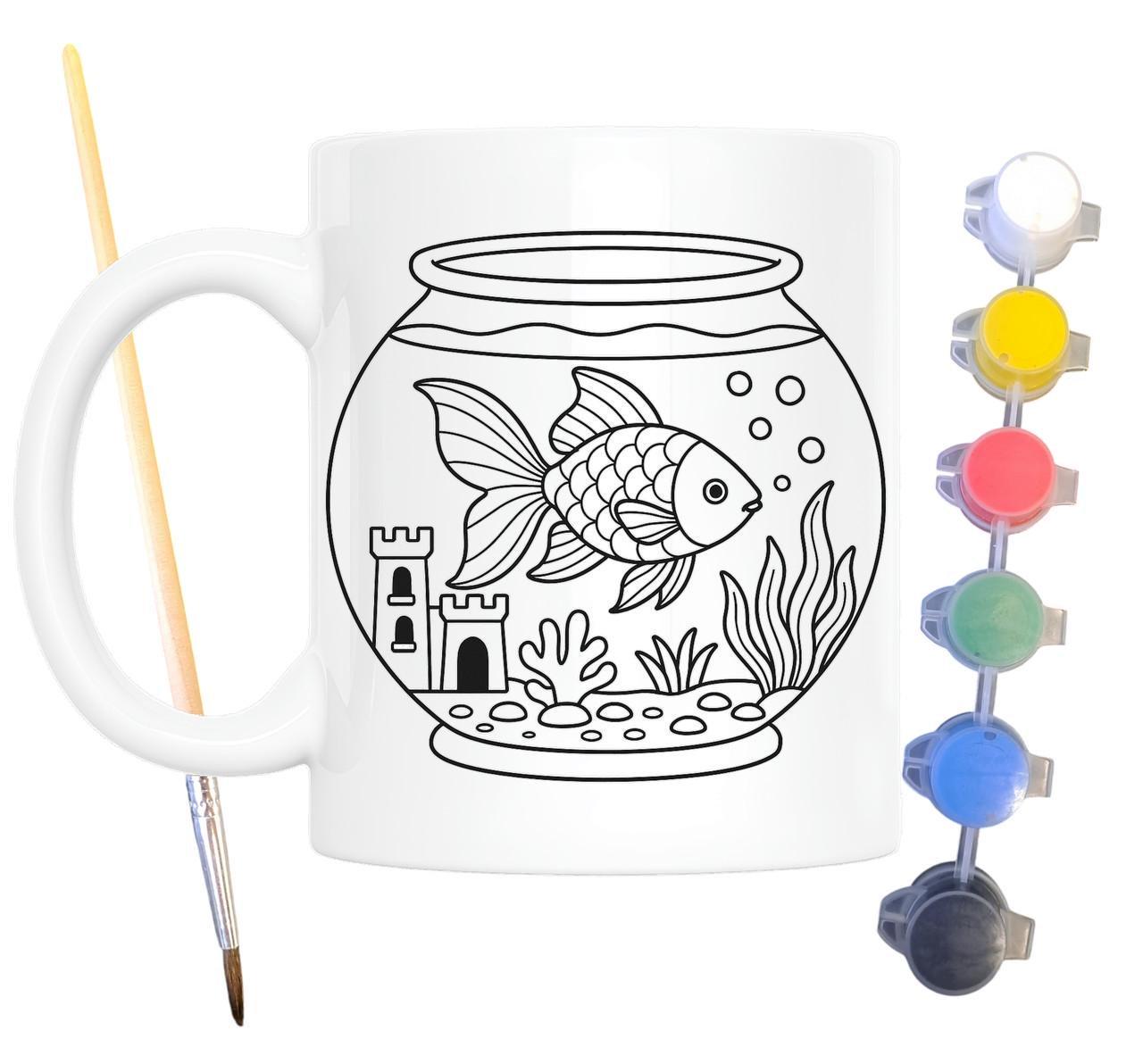 Набір для творчості кружка розмальовка Золота рибка 330 мл Білий (КР0159) - фото 2 Набір для творчості кружка розмальовка Золота рибка 330 мл Білий (КР0159) - фото 2