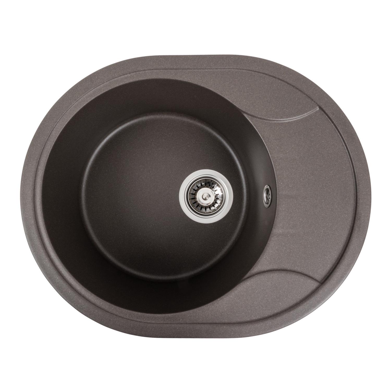 Мийка кухонна Platinum PLS-A39616 гранітна овальна 575x465 мм Коричневий (25962933)