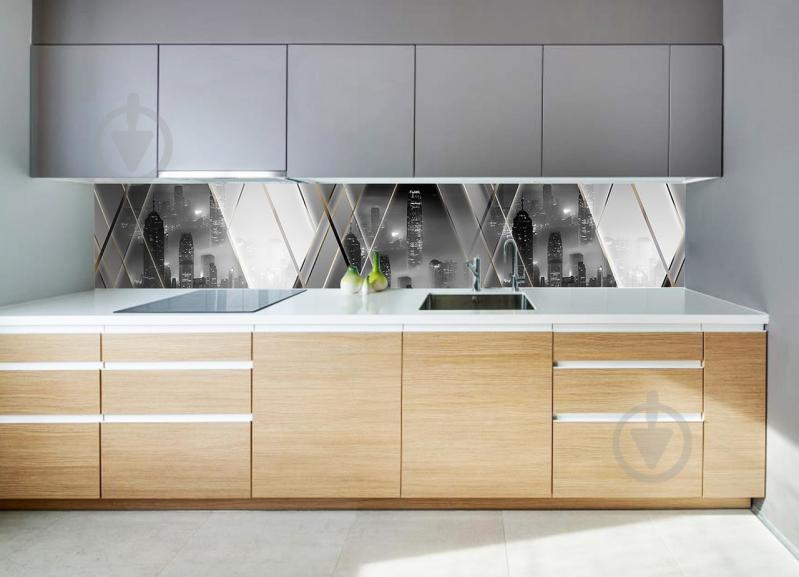 Наклейки кухонный фартук Zatarga Город за стеклом 650х2500 мм Серый (Z180098/1)