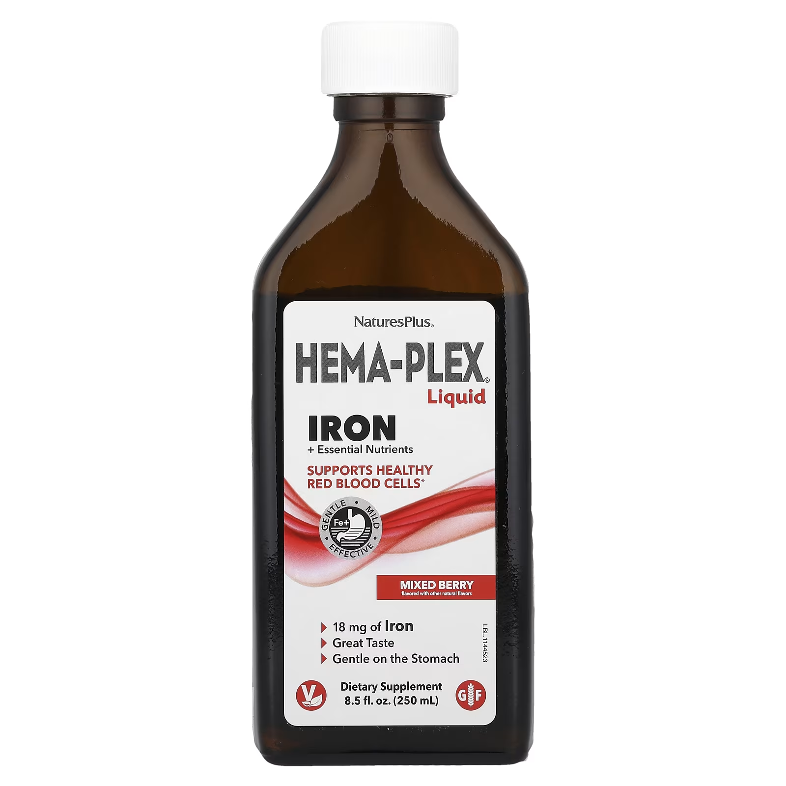Железо Natures Plus Hema-Plex Liquid Ягодная смесь и основные питательные вещества 250 мл (28305030)