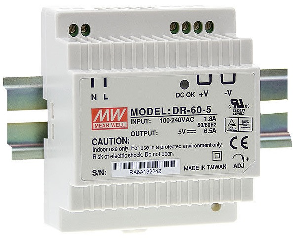 Источник питания Mean Well HDR-60-12 на Din-рейку для автоматизации 60 Вт 12 В 5 А (9763)