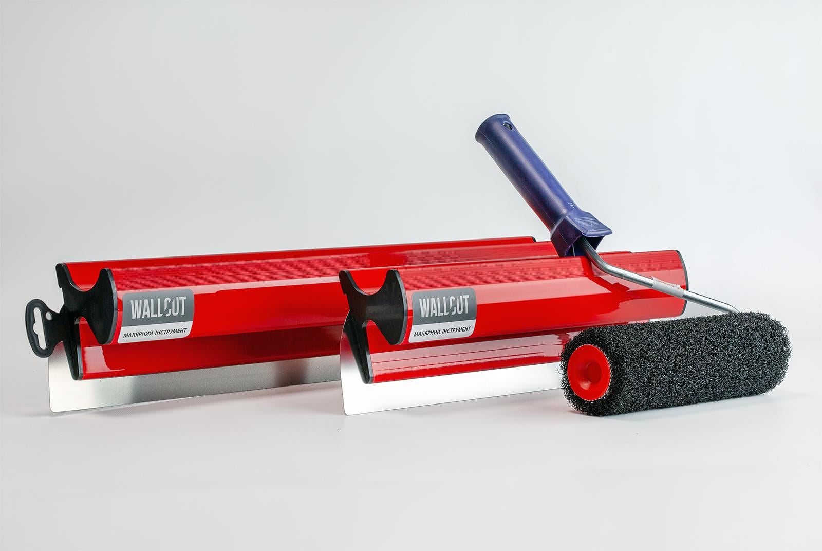 Шпателі для машинного нанесення Wallcut 400/600 мм лезо 0,4 мм 2 шт. з валиком 22 см (400G4A_600G4A_7102)