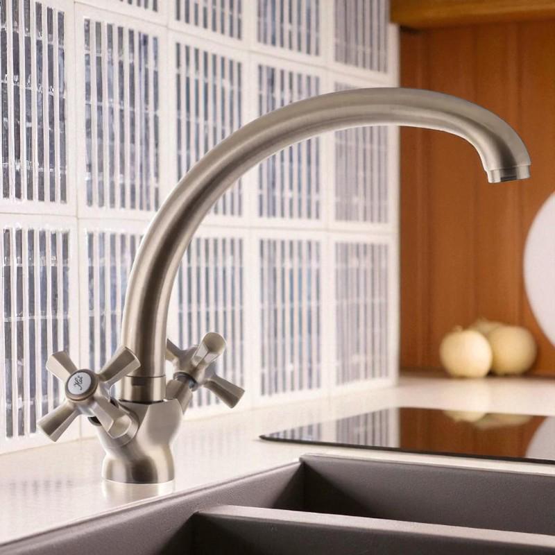 Кран для мийки на кухню MIXXUS RETRO-273 високий двовентильний латунь Бронза (b-MI1653) - фото 5 Кран для мийки на кухню MIXXUS RETRO-273 високий двовентильний латунь Бронза (b-MI1653) - фото 5