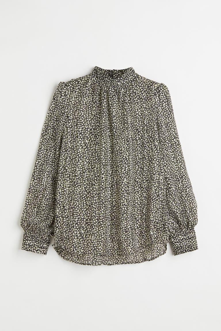 Блуза H&M Квіти M Чорно-білий (A1604884319)
