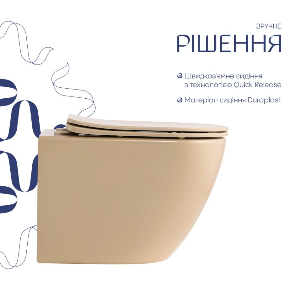 Унітаз підвісний Qtap Robin Ultra Quiet з сидінням Slim Duroplast/Soft-close/Quick relase (QT13332381АSSB) - фото 6