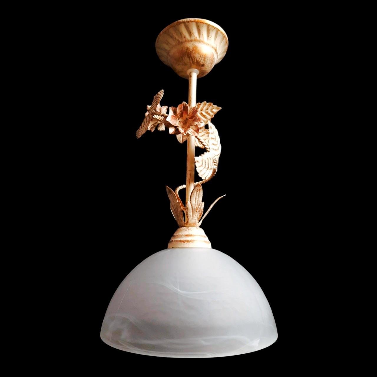 Плафон скляний Е27 Білий мармуровий - фото 3 Плафон скляний Е27 Білий мармуровий - фото 3