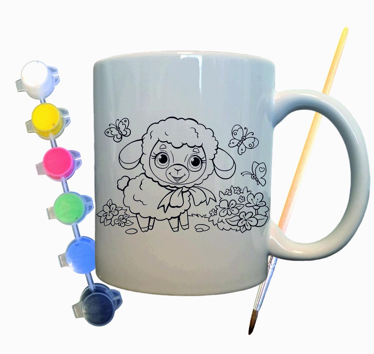 Набор для творчества кружка раскраска Веселая Овечка 330 мл Белый (КР0047)