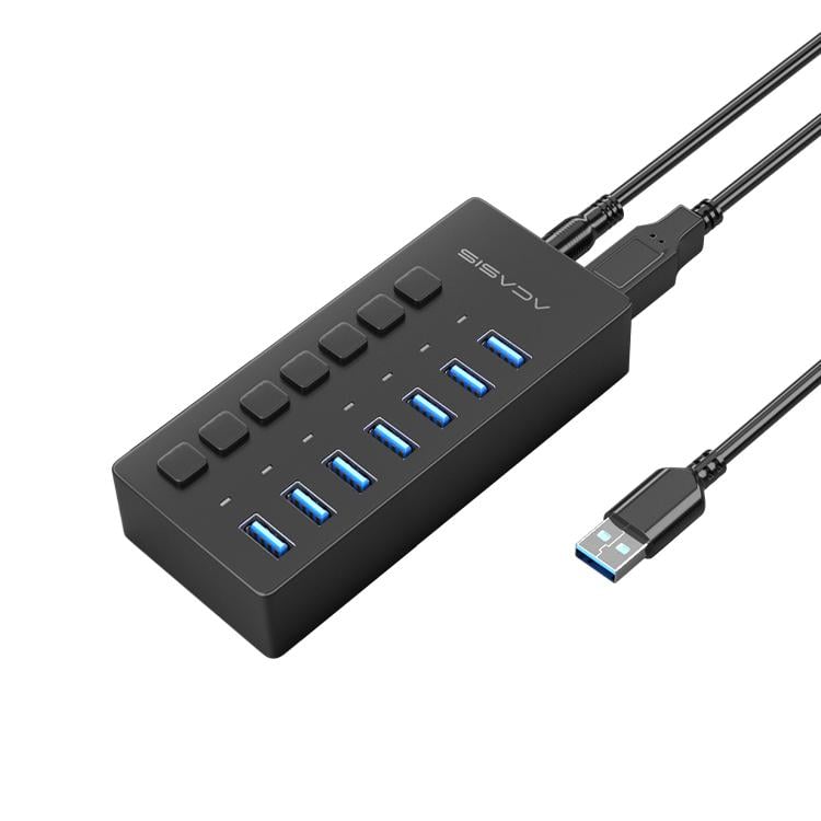 USB-хаб внешний Acasis H707 компактный на 7 портов USB 3.0 Черный (1332) USB-хаб внешний Acasis H707 компактный на 7 портов USB 3.0 Черный (1332)