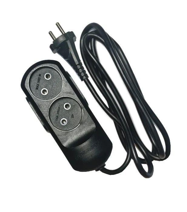 Подовжувач Neomax без заземлення 2 гнізда 2 м Чорний (NX510202)