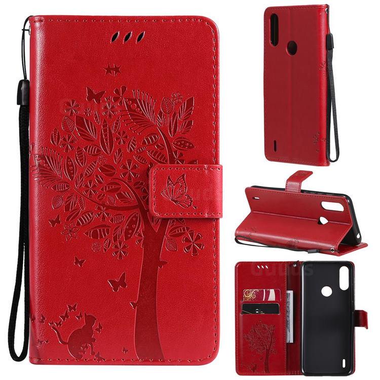 Чехол для Motorola E7 Power (рисунок кот и дерево) Red (23765-2D)
