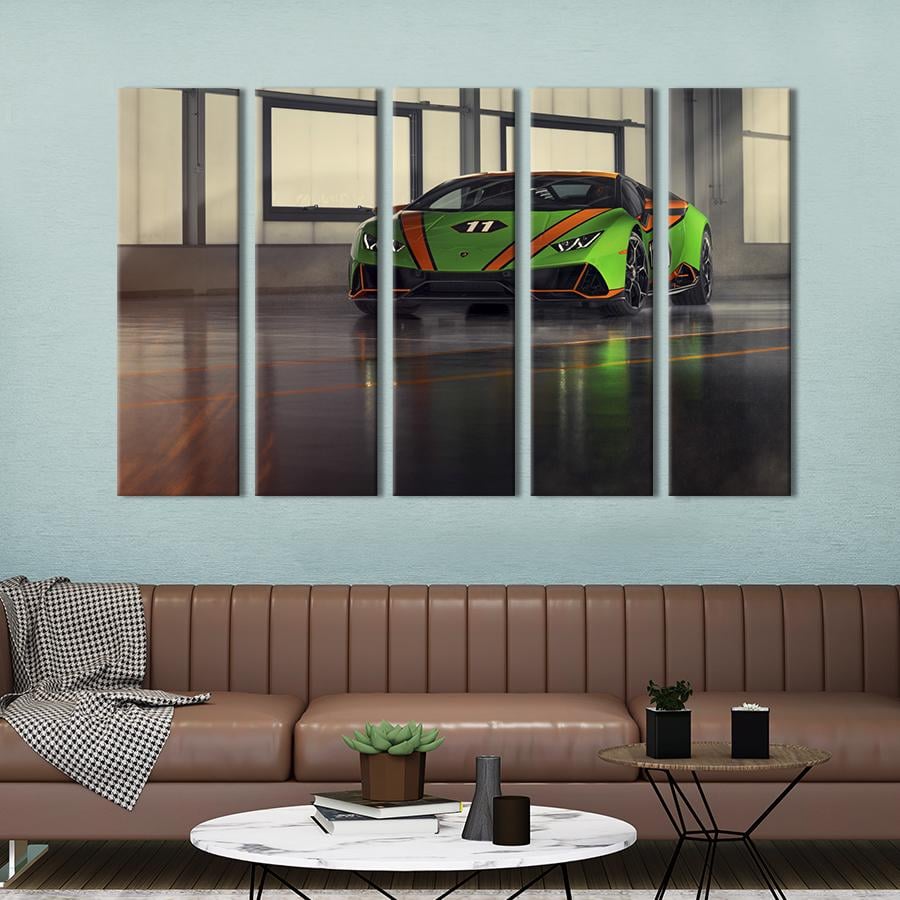 Картина на холсте Крутой салатовый Lamborghini Huracan 87x50 см (1265-51)