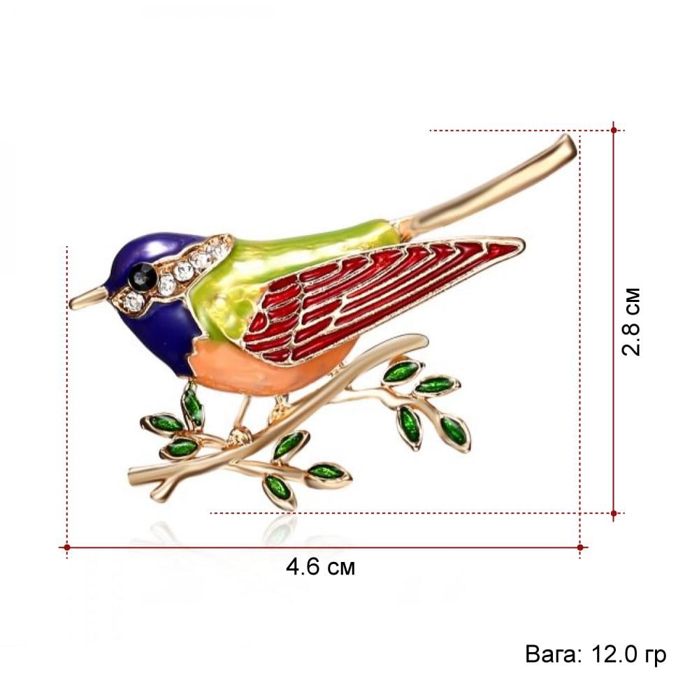Брошка Broche Птах на гілці BRSF111420 Різнокольоровий - фото 2