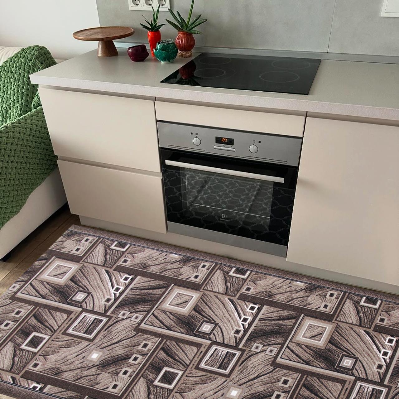 Ковер безворсовый на войлочной основе DAKARIA Print Run Квадрат p3 1,5x4 м Коричневый/Бежевый (00-00018811) - фото 2