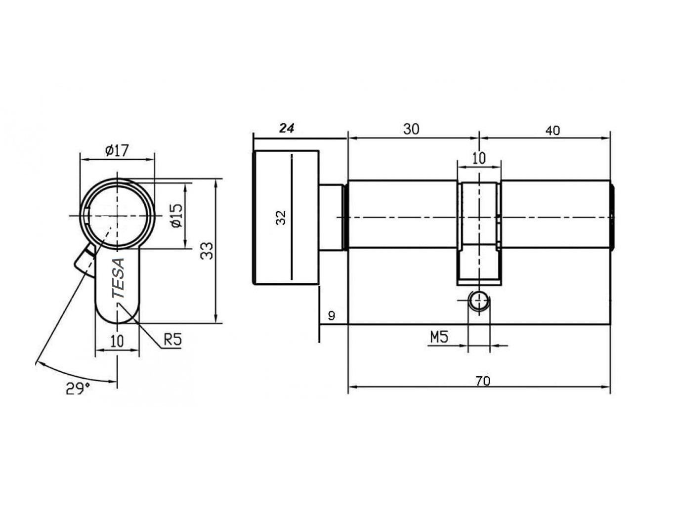 Цилиндр латунный TESA ASSA ABLOY Т30x40 70 мм 5 ключей NI с вертушкой Никель (ЗС055) - фото 6 Цилиндр латунный TESA ASSA ABLOY Т30x40 70 мм 5 ключей NI с вертушкой Никель (ЗС055) - фото 6