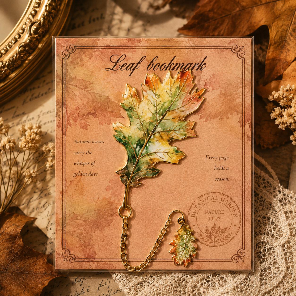 Закладка для книг металева Vintage Leaves дубовий листок Помаранчевий (37242673)