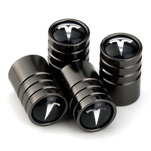 Набір ковпачків на ніпель для автомобіля SUNROZ Tesla Caps Long 4 шт. Black (A67211)
