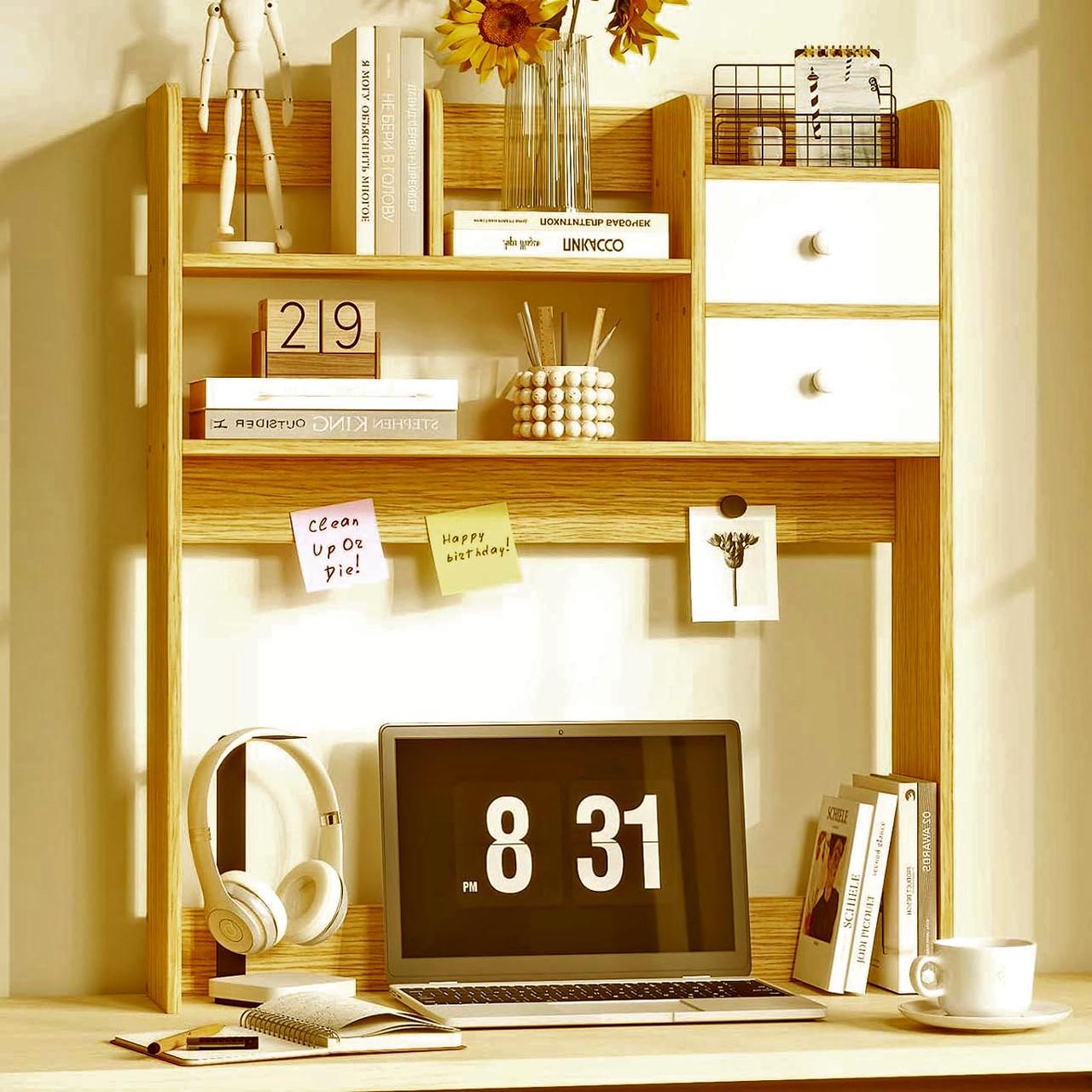 Полка-надстройка настольная из дерева Белавия карри-зефир (АКД-01510320)