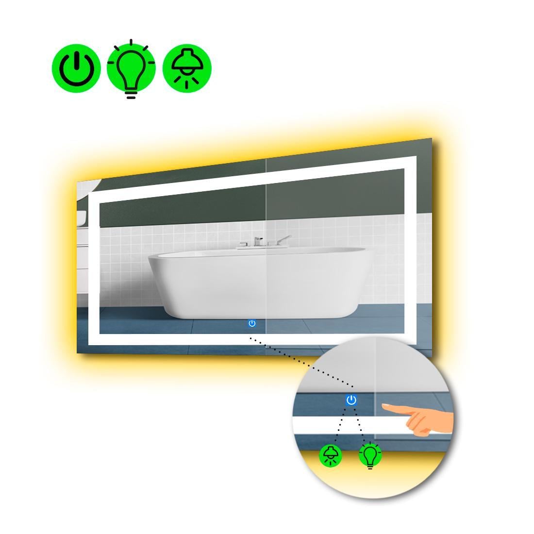 Зеркало с LED подсветкой Karnet с сенсорной кнопкой управления 70x60 см (8776180) Зеркало с LED подсветкой Karnet с сенсорной кнопкой управления 70x60 см (8776180)