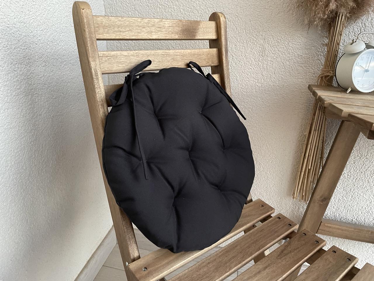 Подушка на стул с завязками круглая Color 40х40х5 см Черный - фото 7