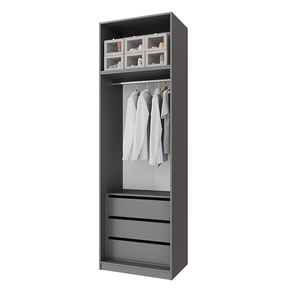 Шкаф распашной с тумбой и антресолью Меблітренд Чиназес Чита-800.4 800х500х2450 мм Графитовый/Белый (27352798) - фото 2 Шкаф распашной с тумбой и антресолью Меблітренд Чиназес Чита-800.4 800х500х2450 мм Графитовый/Белый (27352798) - фото 2