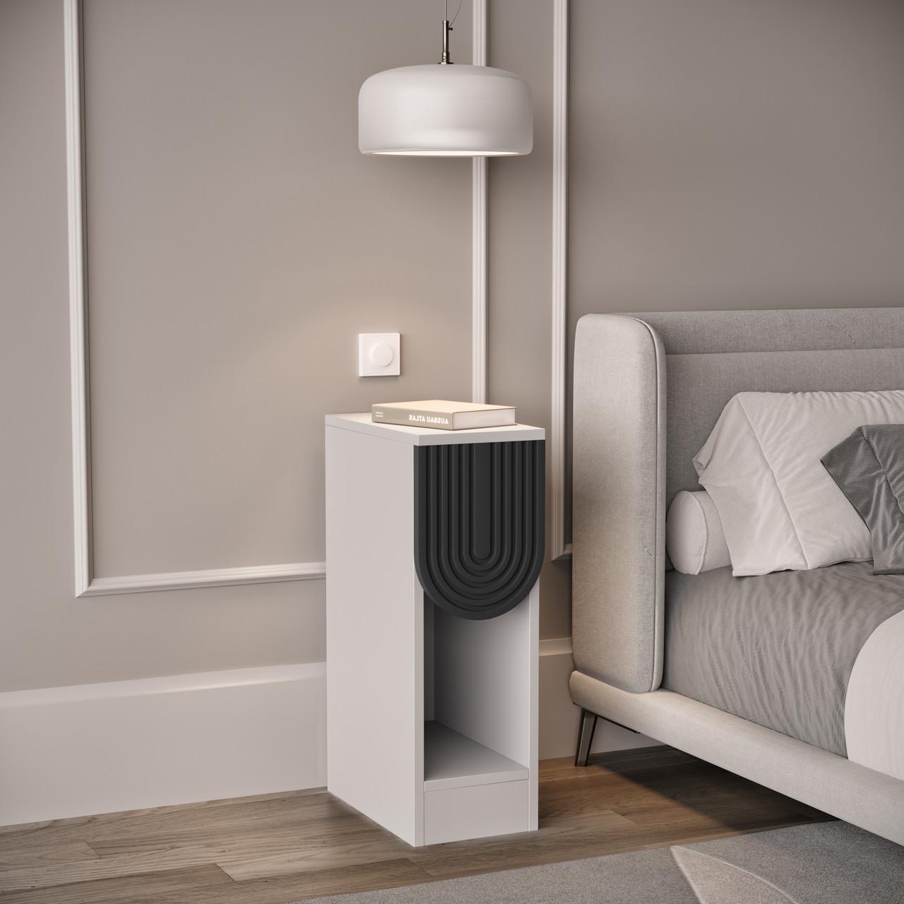 Тумба прикроватная узкая T-13 с одним ящиком без ручек 200х350х595 мм Белый/Кварцит (21995586) - фото 1