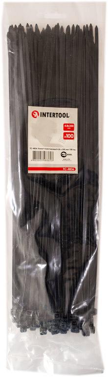 Хомут пластиковий Intertool 4,8 x350 мм 100 шт. Чорний (000028266)
