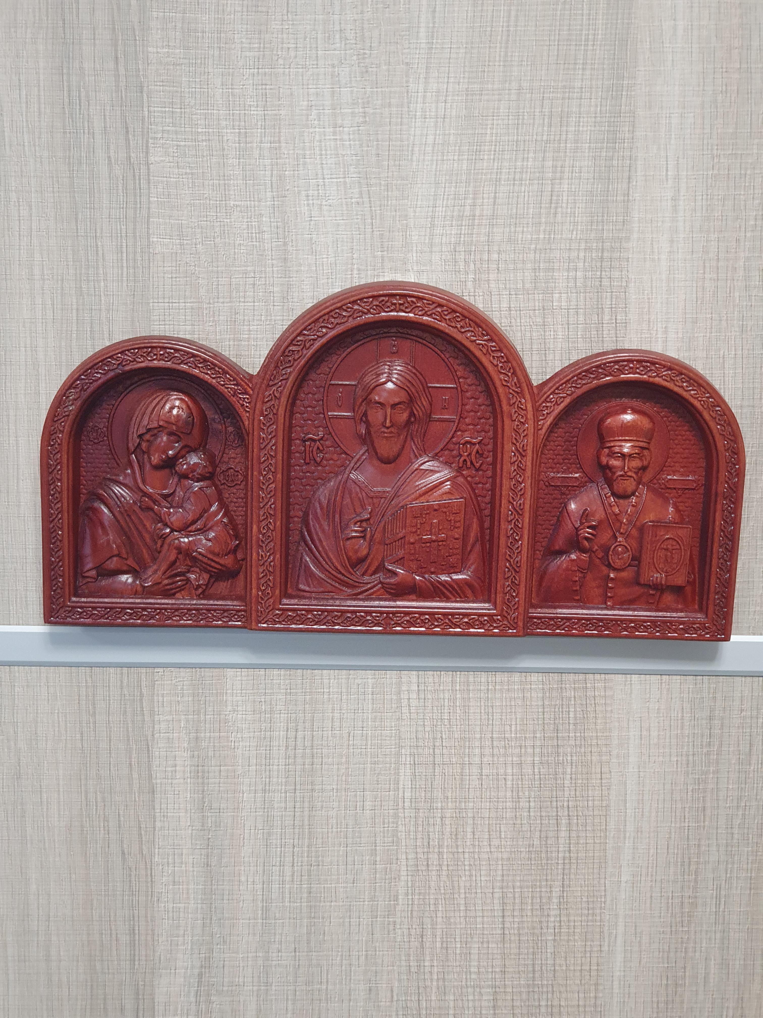 Икона Триптих деревянная резная (3126)
