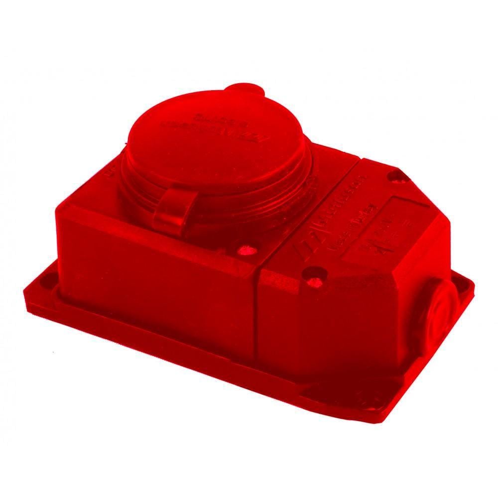 Розетка настенная Mutlusan с заземлением каучук IP44 16А Красный (28689451)