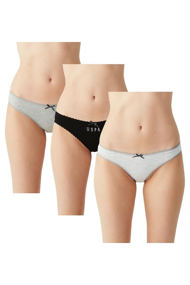 Трусики слип U.S. Polo ASSN р. 5/XL 3 шт. Черный/Серый (67924)