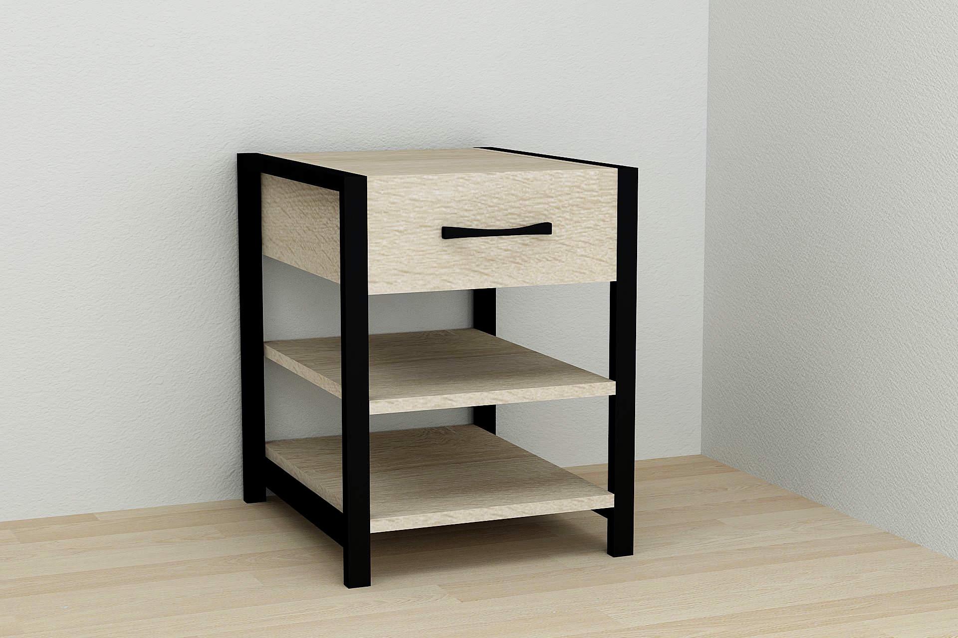 Тумба универсальная Ferrum-decor Вивьен 1/2 ДСП 16 мм 50x41x40 см Черный/Дуб Сонома (FRD-104124)