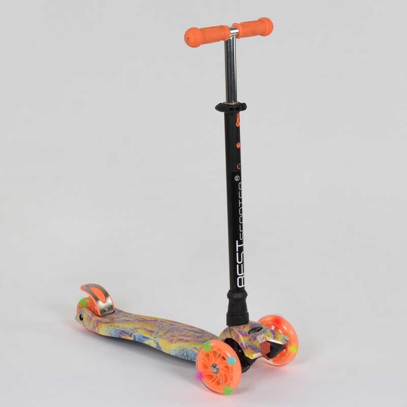 Самокат трехколесный Best Scooter Maxi пластмассовый трубка руля алюминиевая Orange/Black (83269) - фото 1