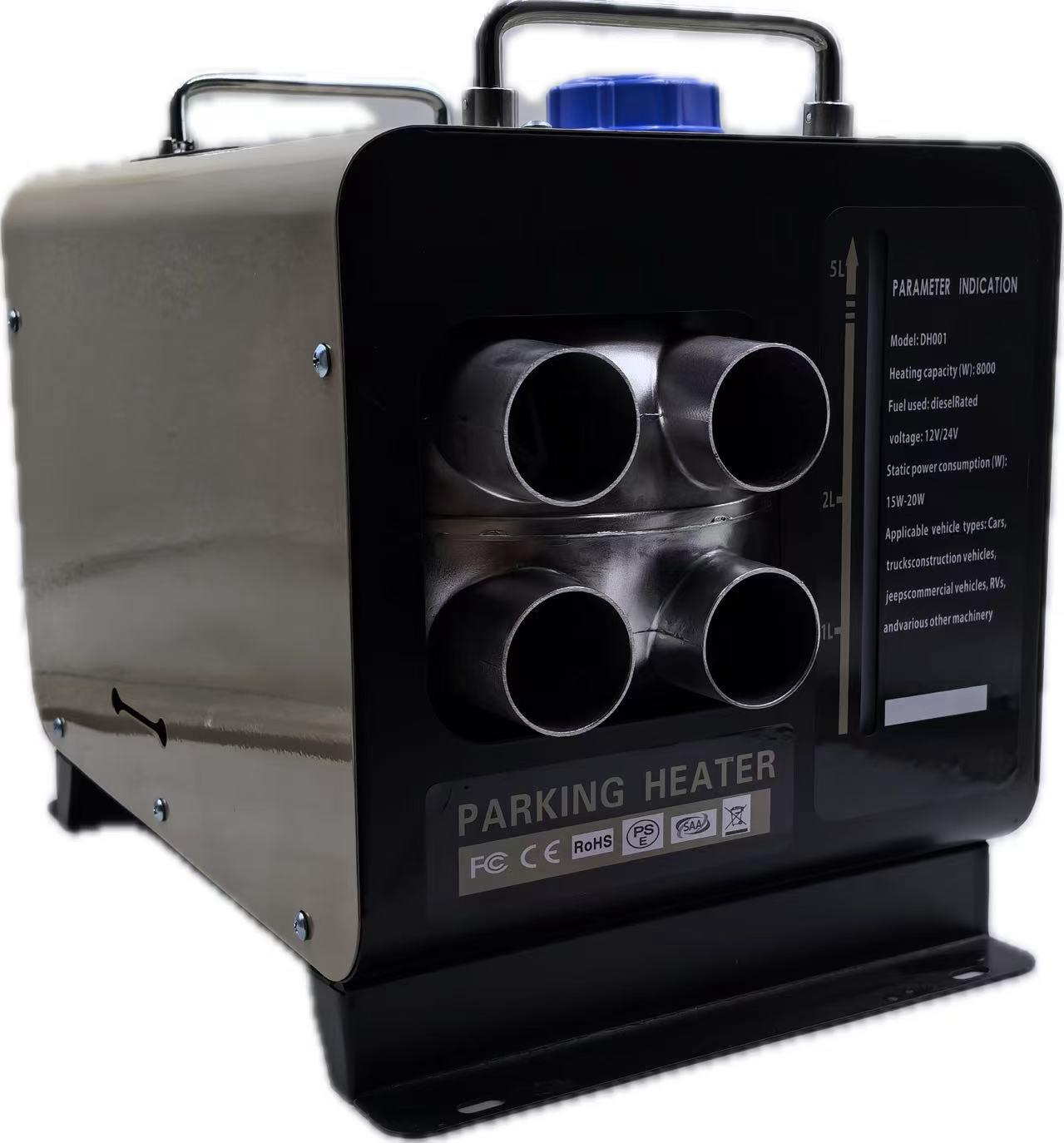 Дизельний обігрівач автономний WENDAT 8 кВт 12/24/220в у повністю металевому корпусі 4 трубки Хакі (AOM4-8-12/24/220-haki)