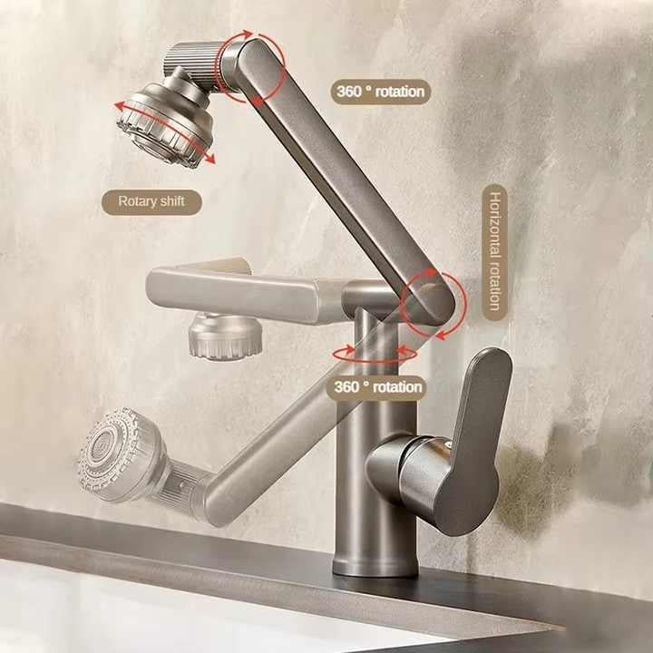 Змішувач для раковини поворотний складаний Water Tap Графітовий - фото 15
