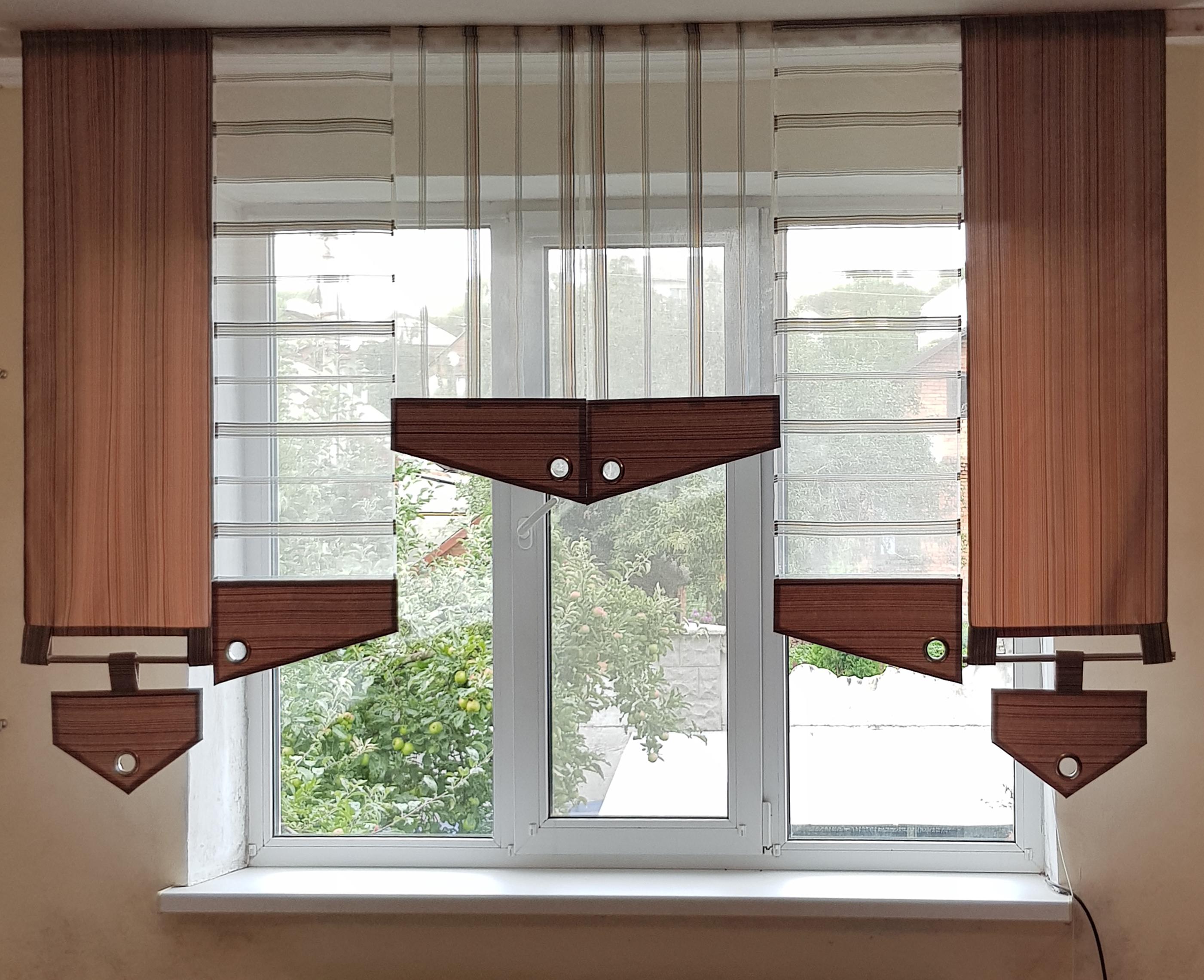 Комплект панельных занавесок Firanka Line карниз 200 см Коричневый с молочным (10_5п) - фото 4 Комплект панельных занавесок Firanka Line карниз 200 см Коричневый с молочным (10_5п) - фото 4