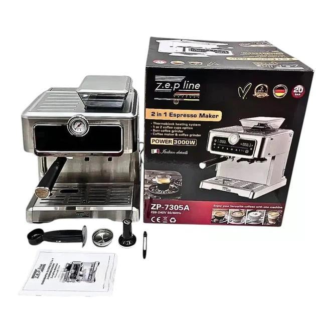 Кавомашина з кавомолкою еспресо Zepline ZP-7305A 2в1 3000 Вт з капучинатором - фото 5 Кавомашина з кавомолкою еспресо Zepline ZP-7305A 2в1 3000 Вт з капучинатором - фото 5