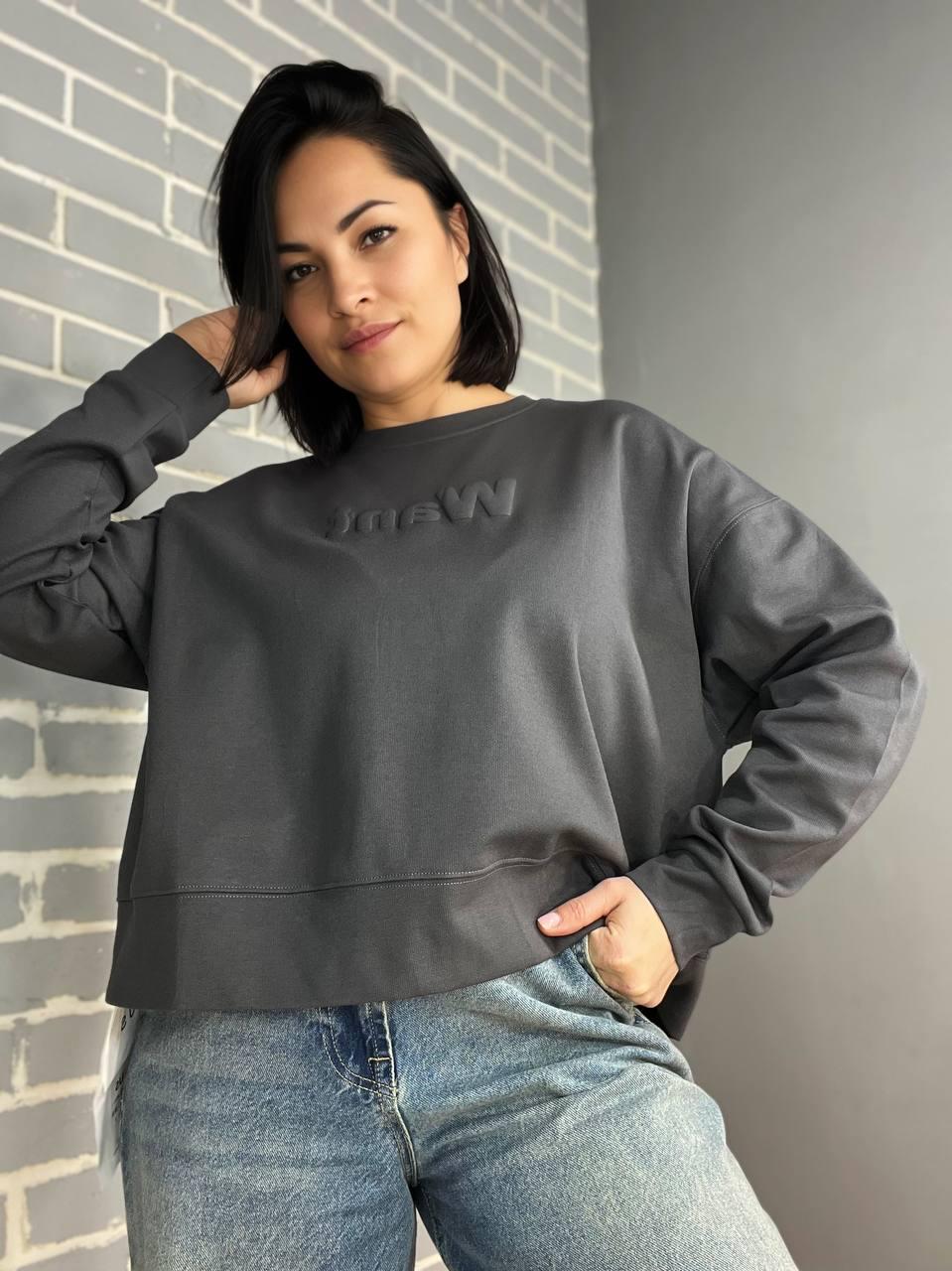 Світшот жіночий U S 293 WANT широкий попереду OS Графітовий (1514) - фото 4