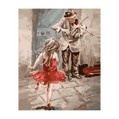 Набор для росписи по номерам Strateg Девочка и скрипач 40х50 см (VA-1413-mt)