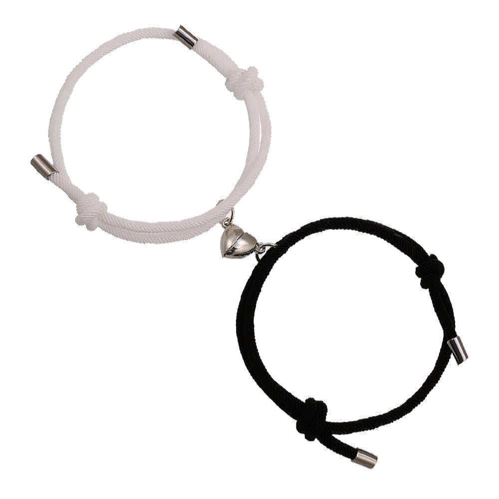 Браслеты парные для двух влюбленных с кулоном Сердце магнитные Черный/Белый (23380695)