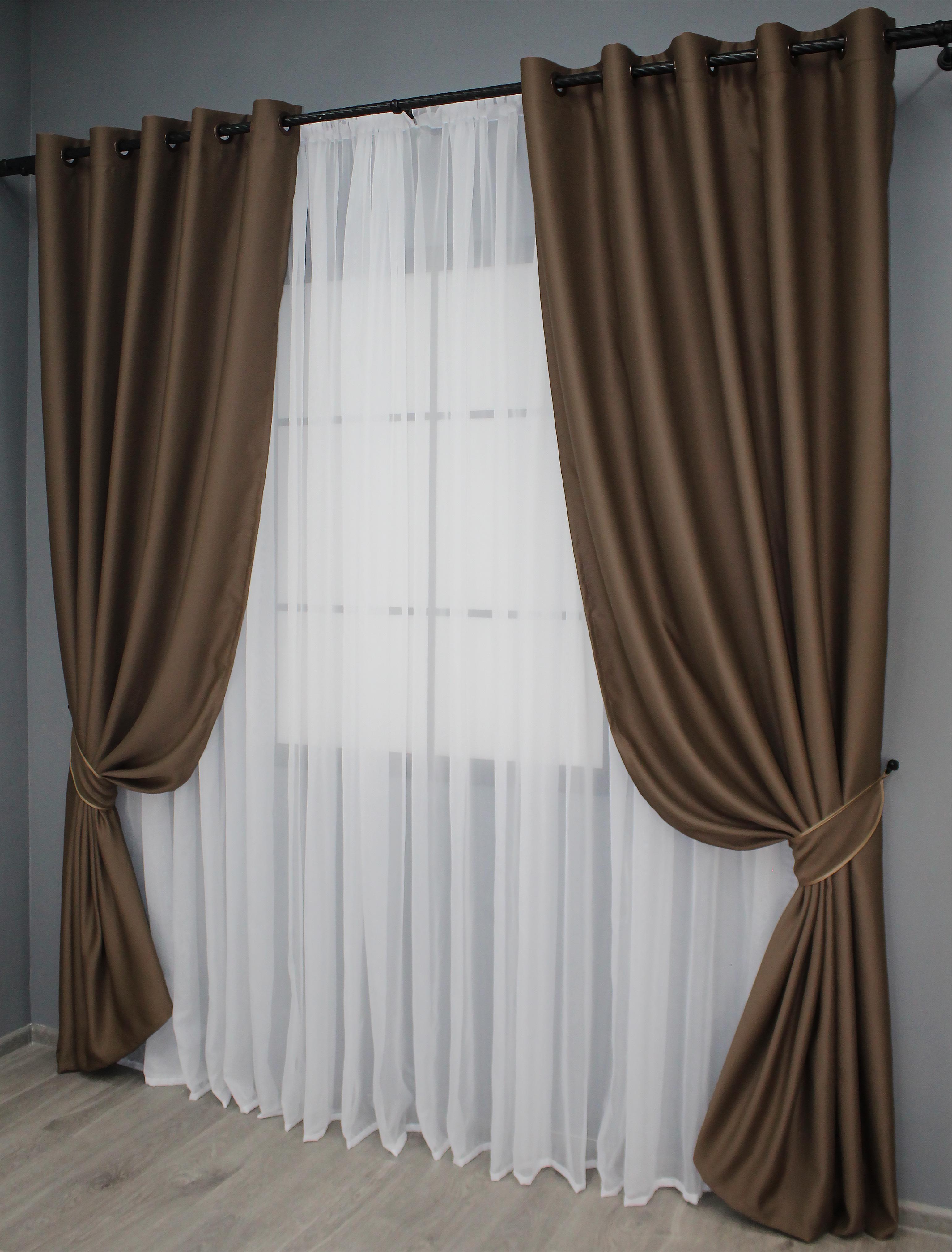 Комплект штор на люверсах VR-Textil Блэкаут Bagema Rvs № 1238ш 150х250 см 2 шт. Шоколадный (37-0024) - фото 2 Комплект штор на люверсах VR-Textil Блэкаут Bagema Rvs № 1238ш 150х250 см 2 шт. Шоколадный (37-0024) - фото 2