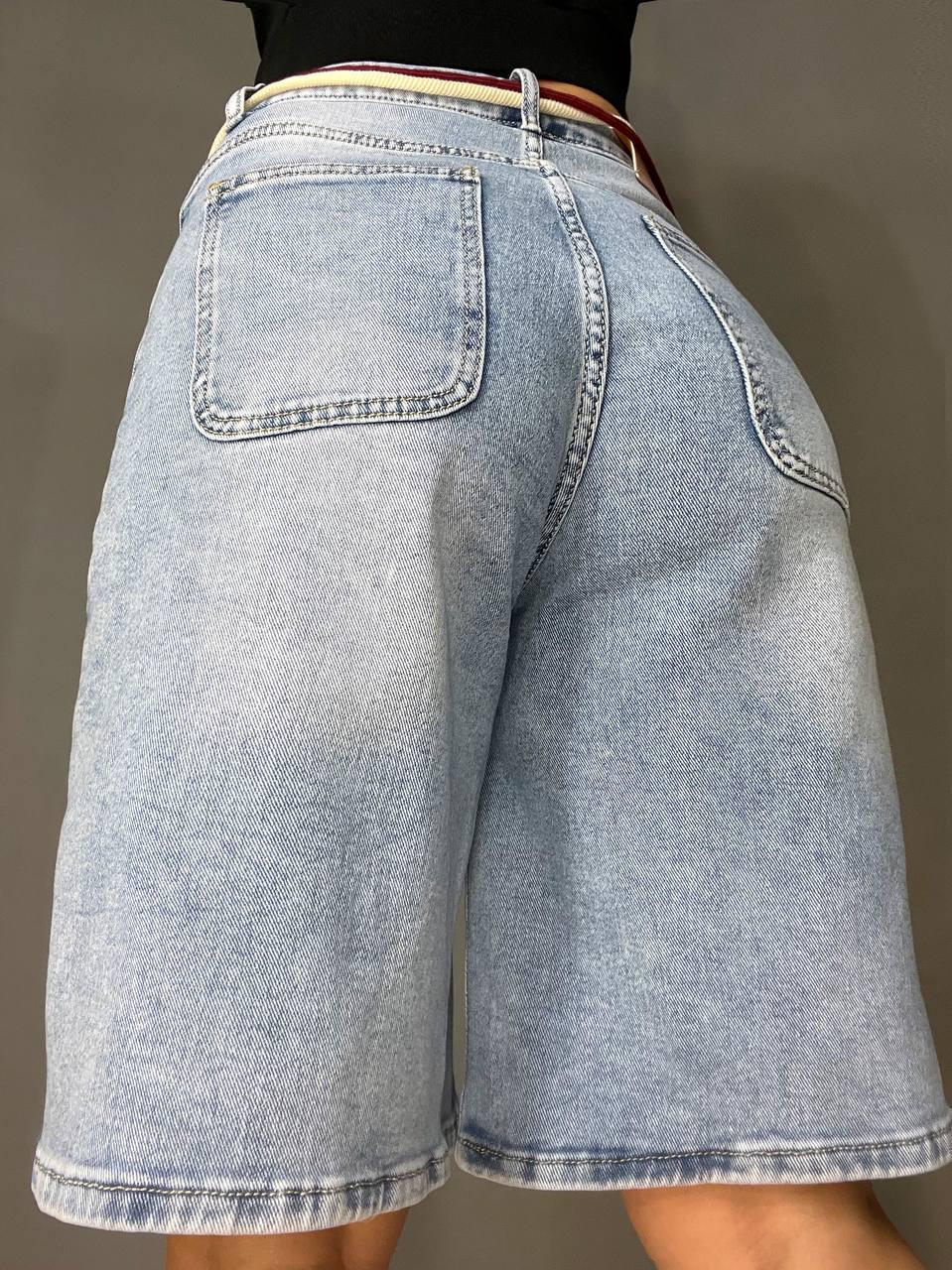 Шорты женские джинсовые Liana 4-011 бермуды широкие длина до колен пояс веревка стрейчевые р. 26 Голубой (3929) - фото 9 Шорты женские джинсовые Liana 4-011 бермуды широкие длина до колен пояс веревка стрейчевые р. 26 Голубой (3929) - фото 9
