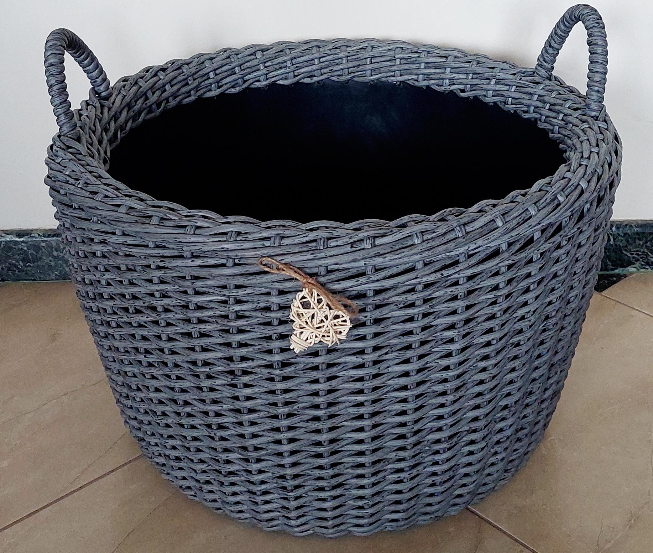 Дровница-корзина с ручками из искусственного ротанга ручной работы 65 л Темно-серый (34004) - фото 3 Дровница-корзина с ручками из искусственного ротанга ручной работы 65 л Темно-серый (34004) - фото 3