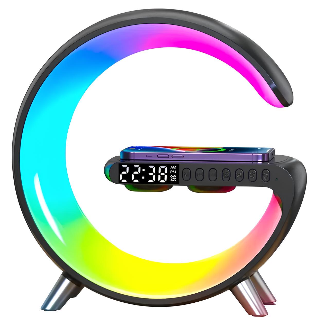 Светильник беспроводной с зарядным устройством с RGB Light/Alarm Clock/Desk Lamp 15W Черный