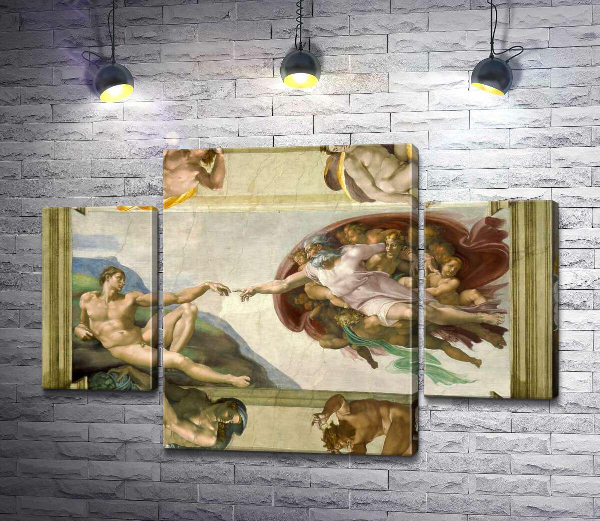 Модульная картина ArtPoster Создание Адама (La creazione di Adamo) - Микеланджело Буонарроти (Michelangelo Buonarroti) 80x54 см Модуль №7 (000157)