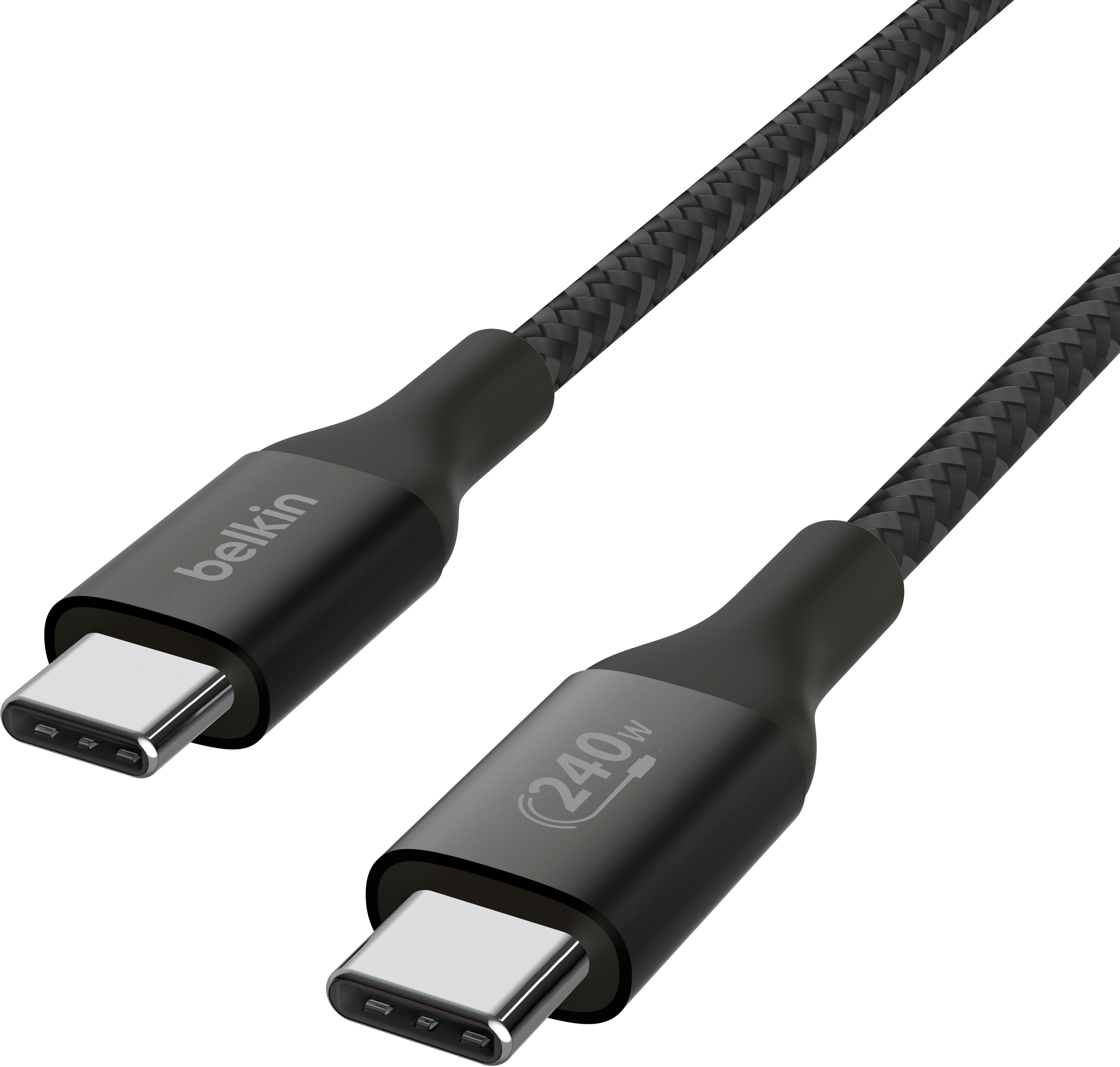 Кабель для заряджання Belkin USB-C - USB-C 240 Вт в тканинному обплетенні 2 м Чорний (CAB015BT2MBK) - фото 2 Кабель для заряджання Belkin USB-C - USB-C 240 Вт в тканинному обплетенні 2 м Чорний (CAB015BT2MBK) - фото 2