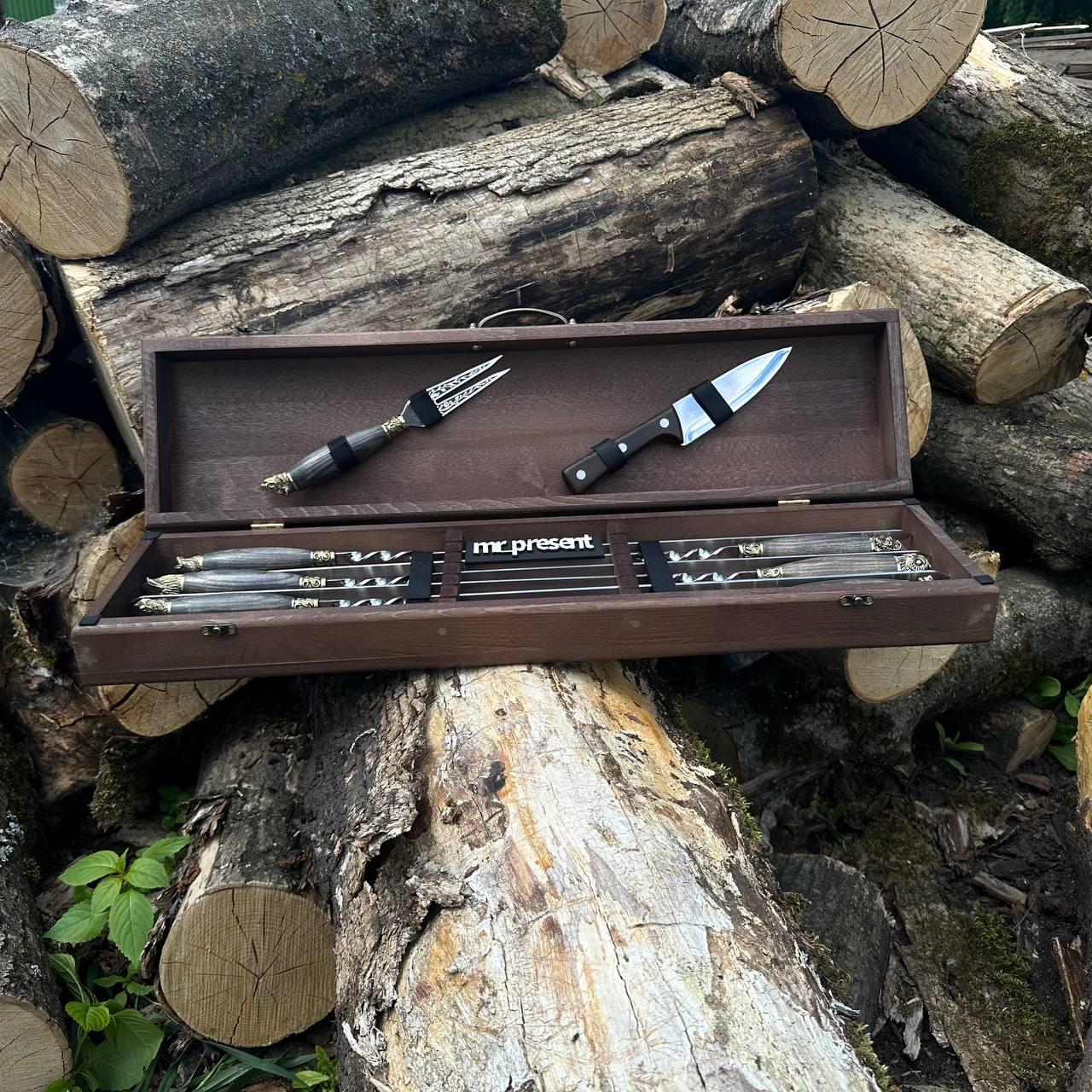 Набір шампурів Lux-Premium №9 ручної роботи (19223180) - фото 6 Набір шампурів Lux-Premium №9 ручної роботи (19223180) - фото 6