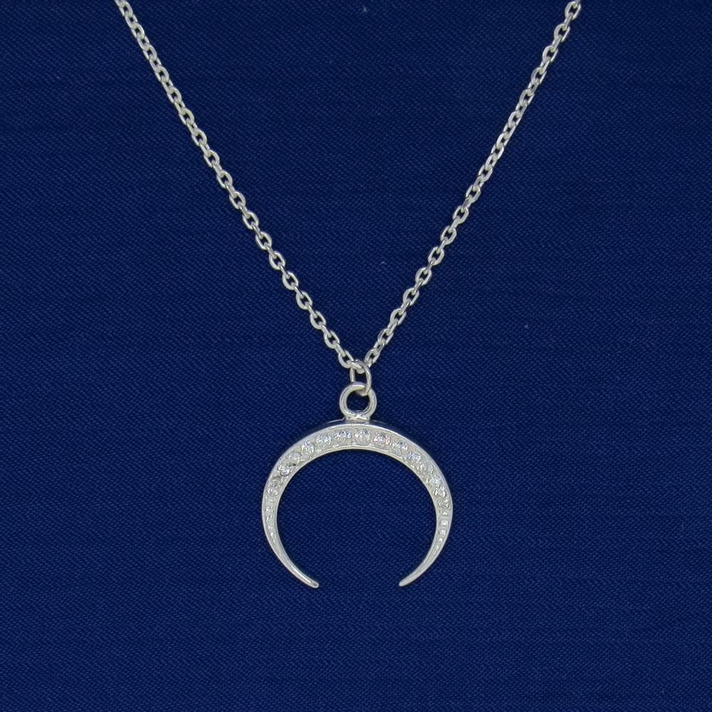 Срібне кольє Місячна з фіанітами місяць