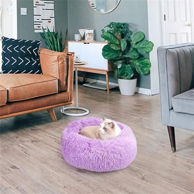 Лежак лежанка для котів та собак Incor 100 см штучне хутро Фіолетове (100-11) - фото 5