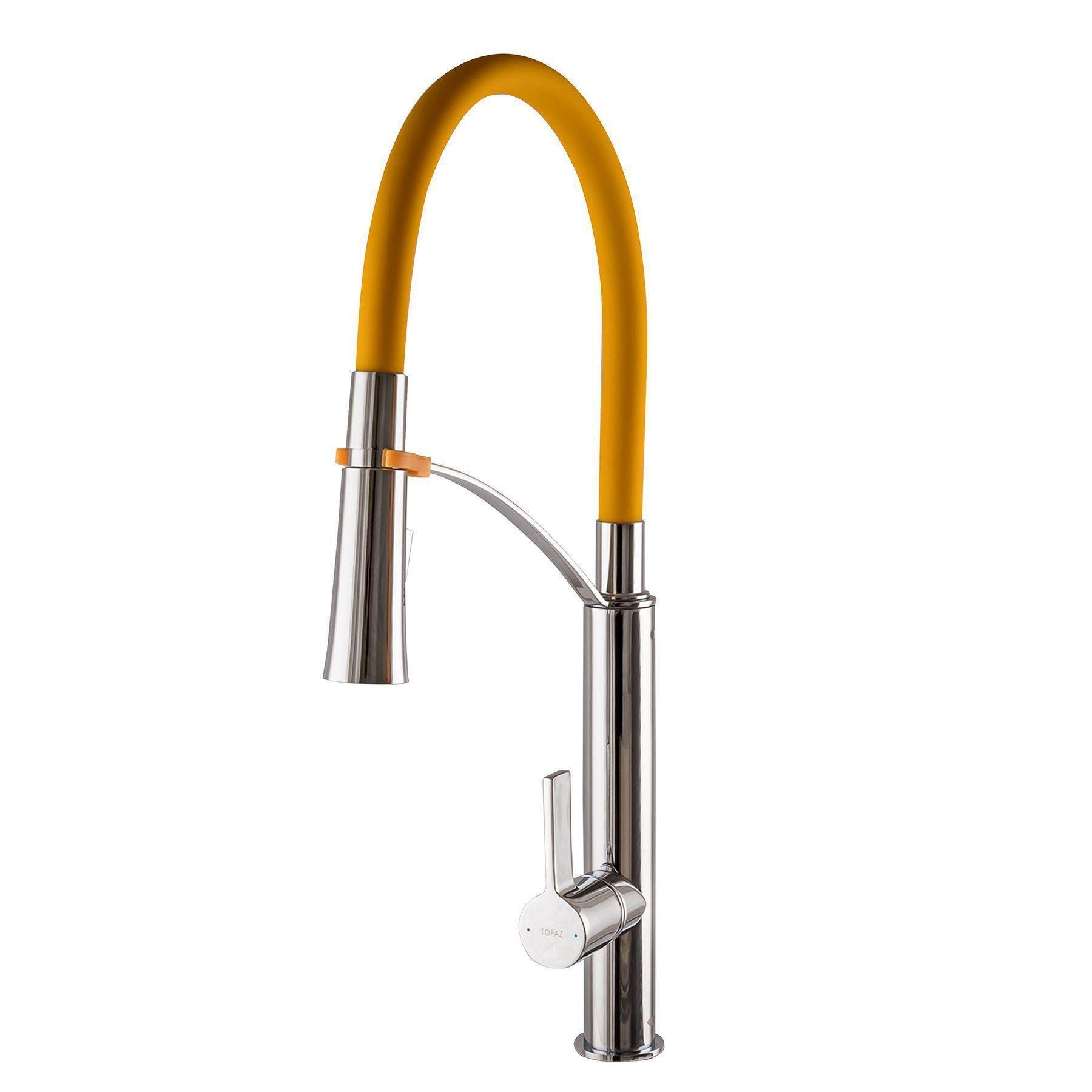 Смеситель для кухни с гибким изливом TPZ Sardinia Yellow Chrome/Желтый (14746)