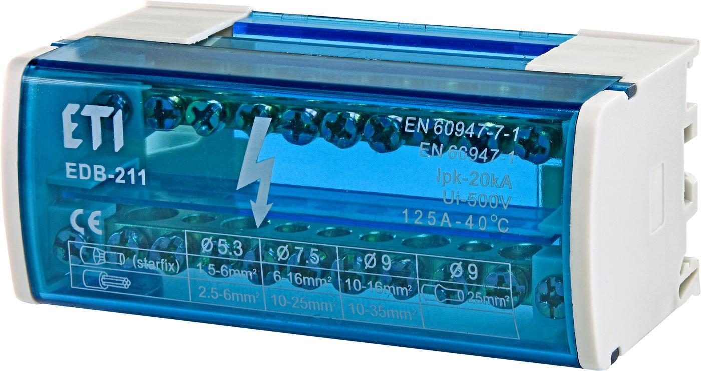 Блок розподільчий ETI EDB-211 2p L+PE/N 125A 11 виходів (001102301)